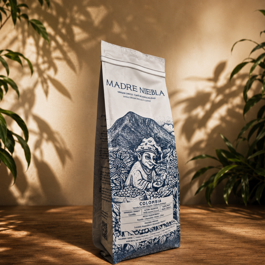 Bolsa de café colombiano de especialidad Madre Niebla